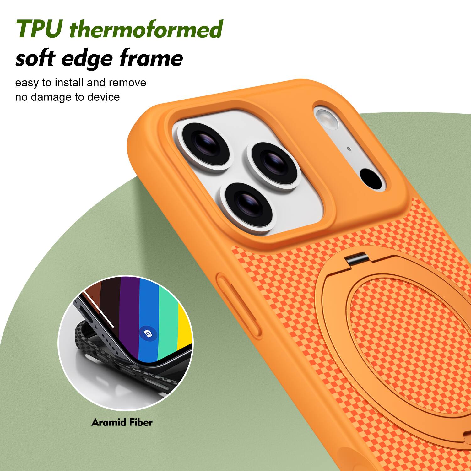 TPU thermoformed soft edge frame easy to install and remove no damage to device C Aramid Fiber