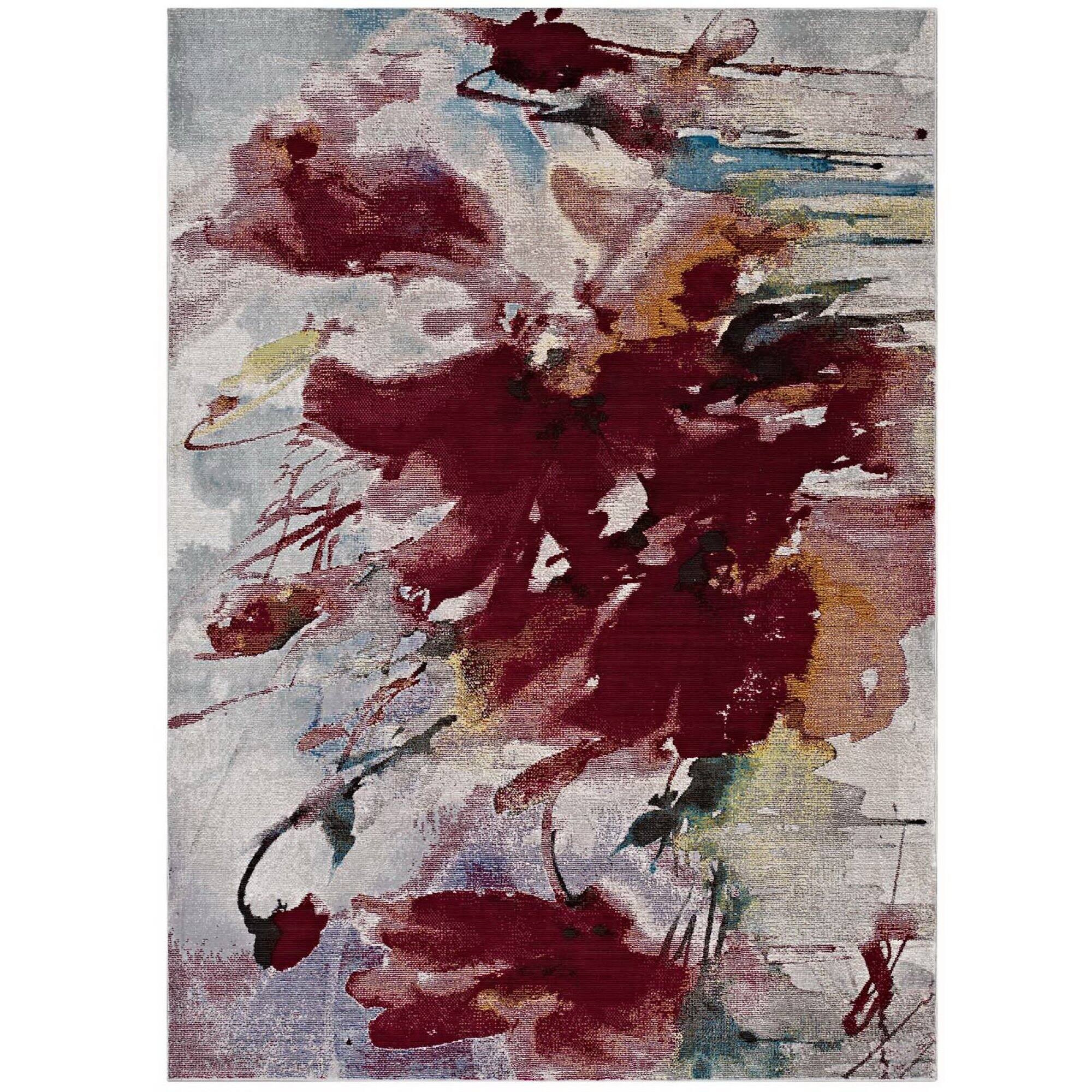 Angle. Modway - Blume Abstract Floral Area Rug - Multicolored.
