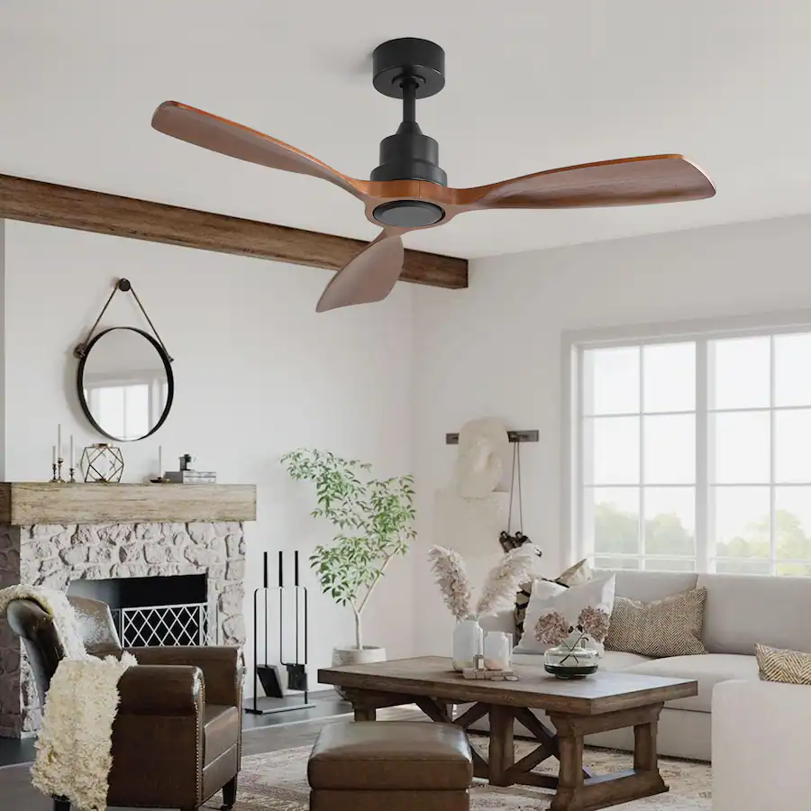Bestier 48 Inch Ceiling Fan Without Light, 3 Solid Wood Blades, 6 Speed ...