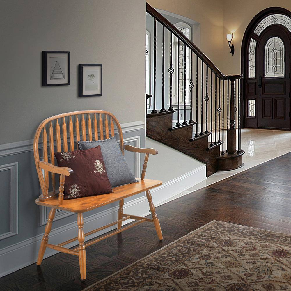 Alt View 4. Carolina Chair & Table - Windsor Bench - American Oak - American Oak.