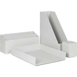 U Brands - 4 Piece Desk Organization Set Desktop Paper Wrapped Chipboard Paper - Gray