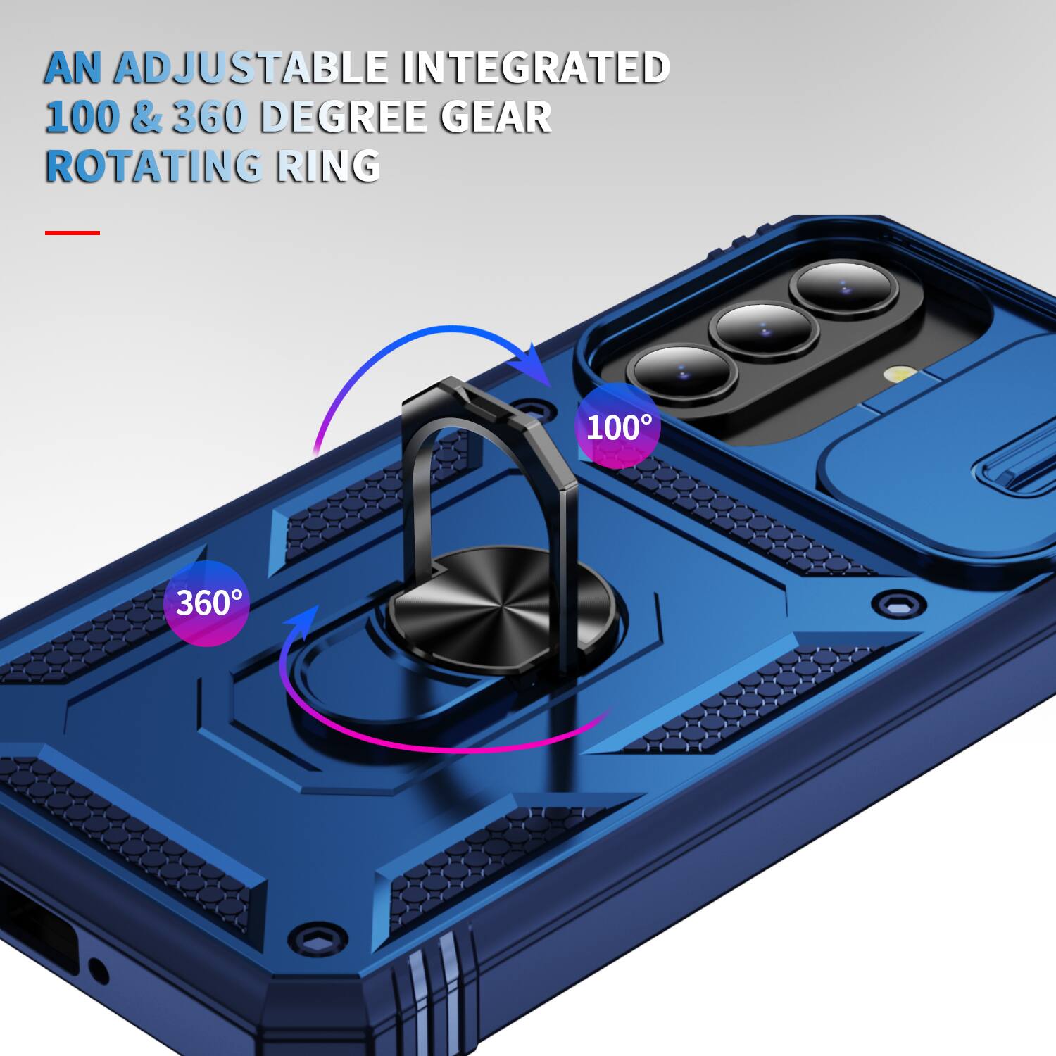 AN ADJUSTABLE INTEGRATED 100 & 360 DEGREE GEAR ROTATING RING