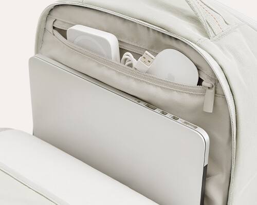 Alt View 3. Bagsmart - Moss 22L Backpack, 180° Full-Opening Work & Commute Daypack with 15.6" Laptop Sleeve for Daily Use - Dew White.