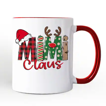 Front. OrnamentallyYou - Mimi Claus Retro Christmas Mug, Matching Family Holiday Gift - White.