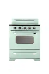 Unique Appliances - Classic Retro 3.9 Cu. Ft. Freestanding Electic Convection Range with Glass Top and Storage Drawer - Summer Mint Green - Front_Zoom