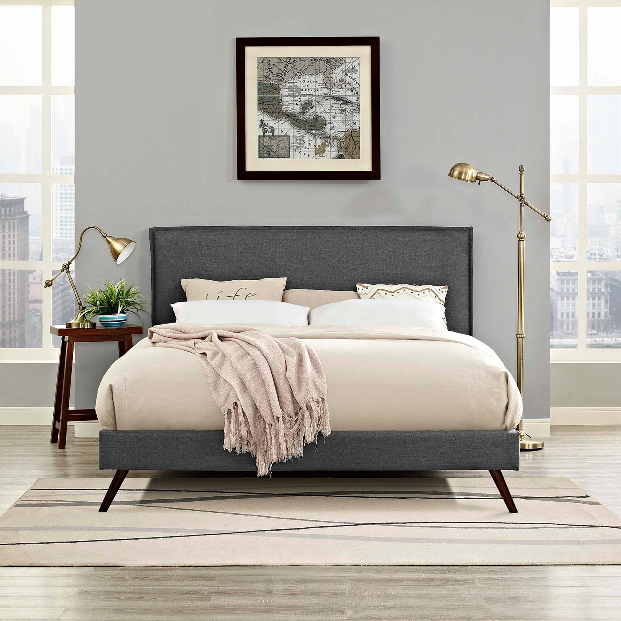 Alt View 2. Modway - Reign Performance Velvet Queen Platform Bed Frame - Green.