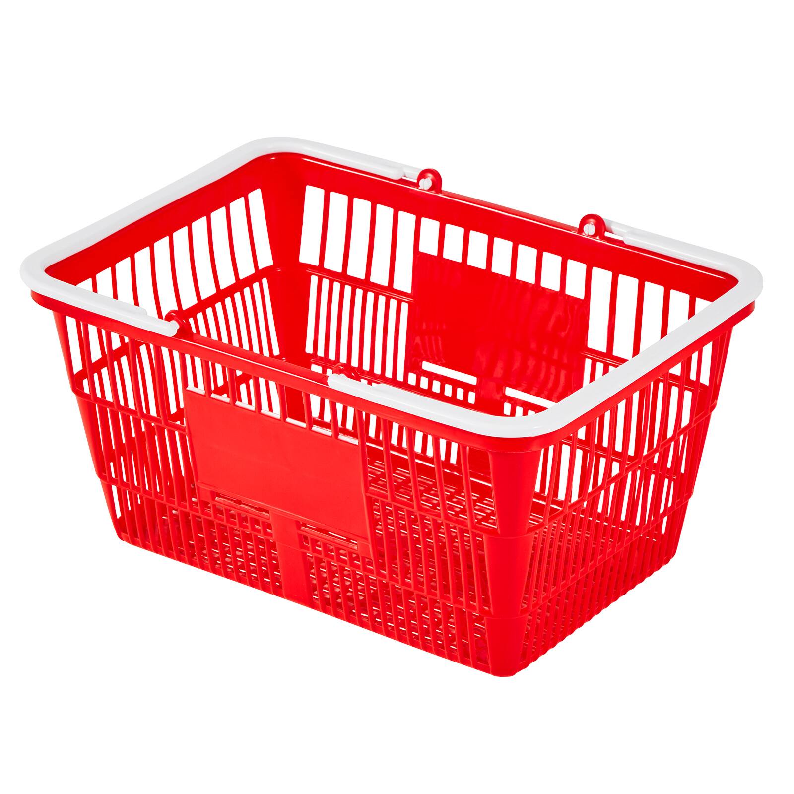 Alt View 5. VEVOR - Shopping Baskets, 20 PCS, 21L Stackable PE Plastic Grocery Baskets with Handles, Dense Mesh Structure - Red.