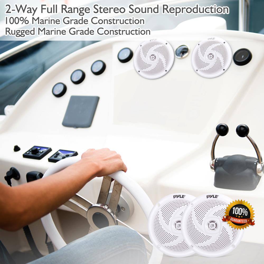 2-Way Full Range Stereo Sound Reproduction  
100% Marine Grade Construction  
Rugged Marine Grade Construction  

PYLE  
PYLE  
PYLE  
PYLE  

100% GUARANTEED
