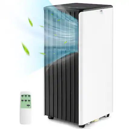 Front. Gymax - Gymax 8000 BTU ASHRAE Portable Air Conditioner 3-in-1 AC Unit w/ Cool Dehum Fan Sleep Mode - White, Black.