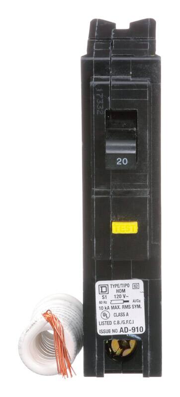 17332  
20 TEST TYPE/TIPO 62 OM S1 120 V- 60 Hz AL/Cu 10 kA MAX. RMS SYM. U CLASS A LISTED C.B/G.F.C.I ISSUE NO. AD-910