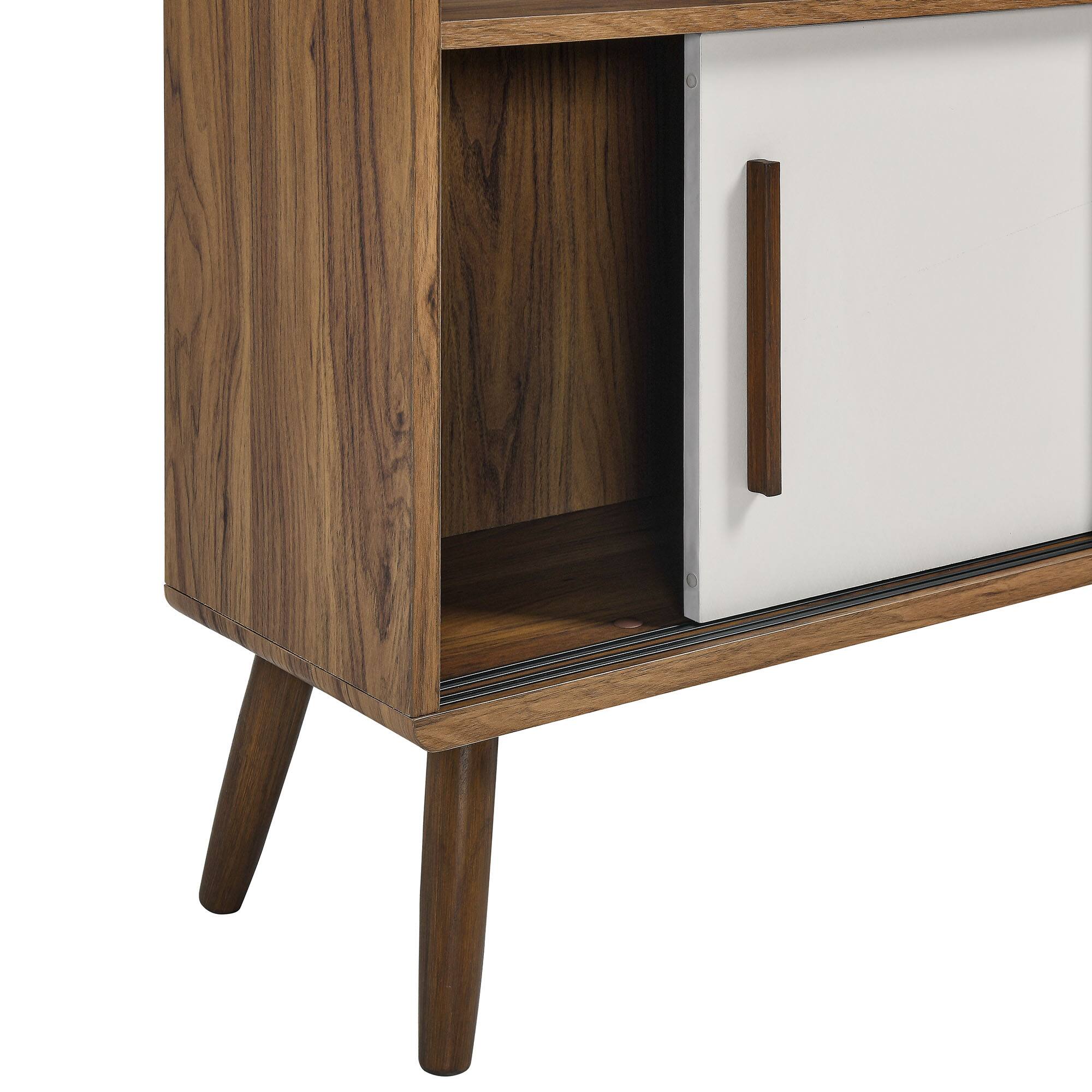 Alt View 5. Modway - Transmit 45" Bookcase with Sliding Doors by Modway - Walnut Linen.