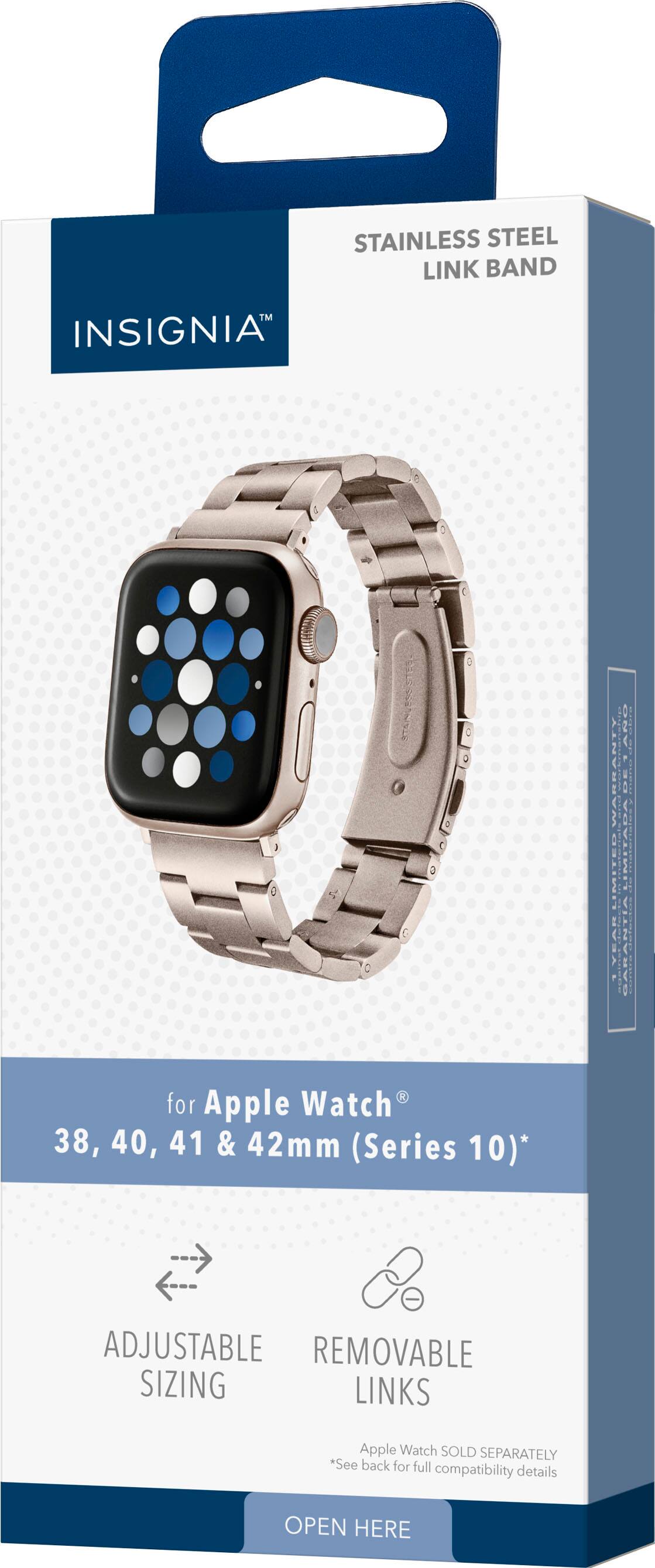 Insignia Stainless Steel Link Band for Apple Watch 38, 40, 41 & 42mm (Series 10) - Adjustable, Removable Sizing Links. Apple Watch Sold Separately.