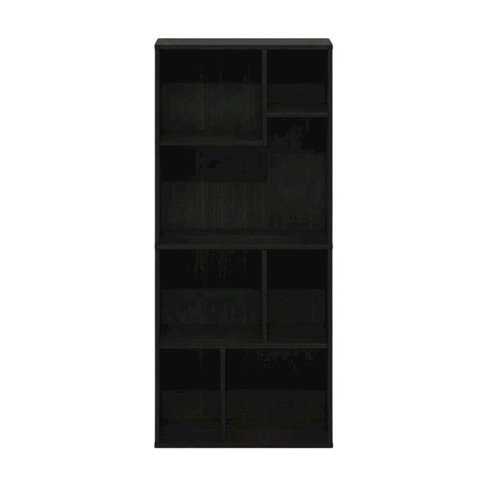 Back. FurniFact - 7-Cube Irregular Bookcase with Storage Organizer and Modern Design - Espresso.