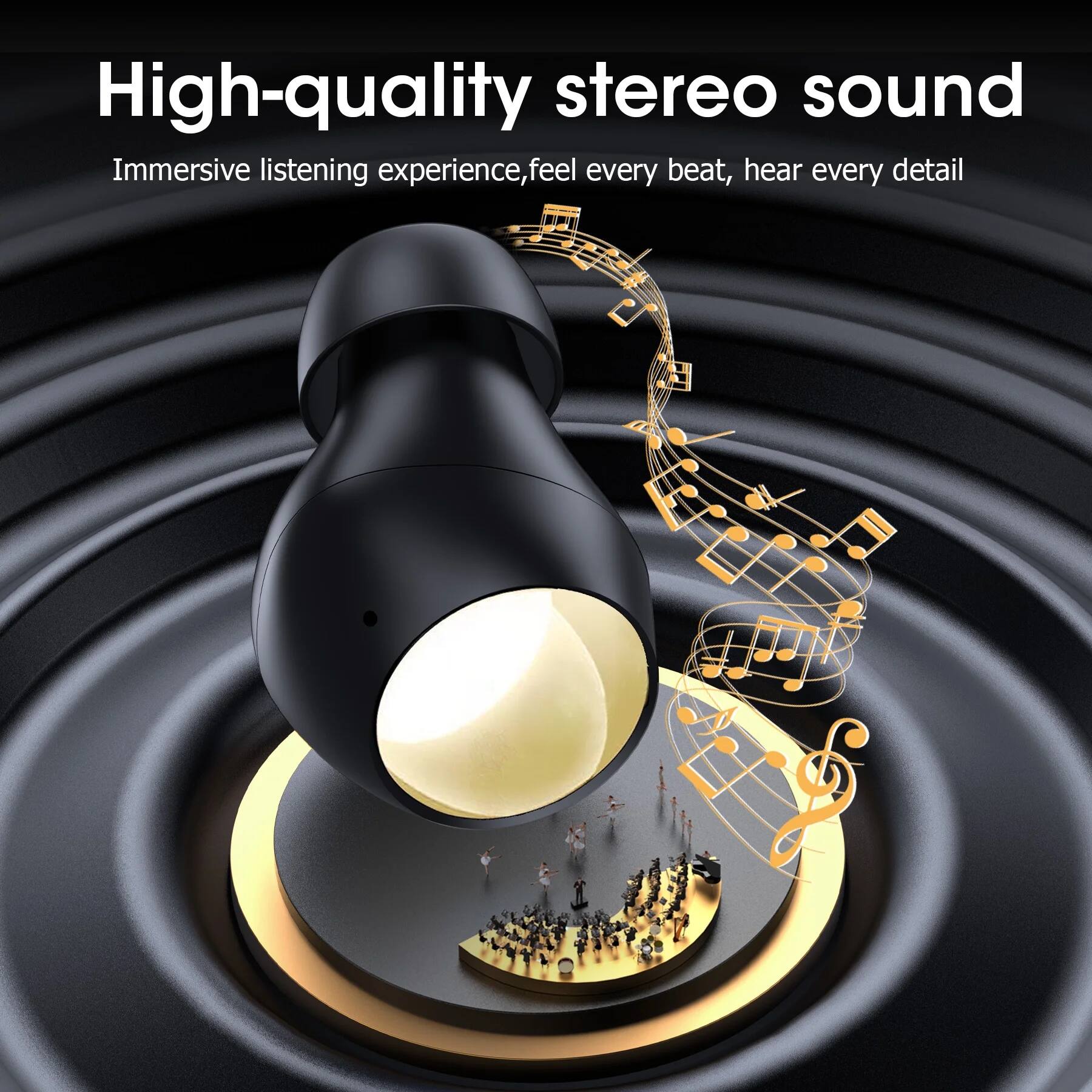 High-quality stereo sound  
Immersive listening experience, feel every beat, hear every detail