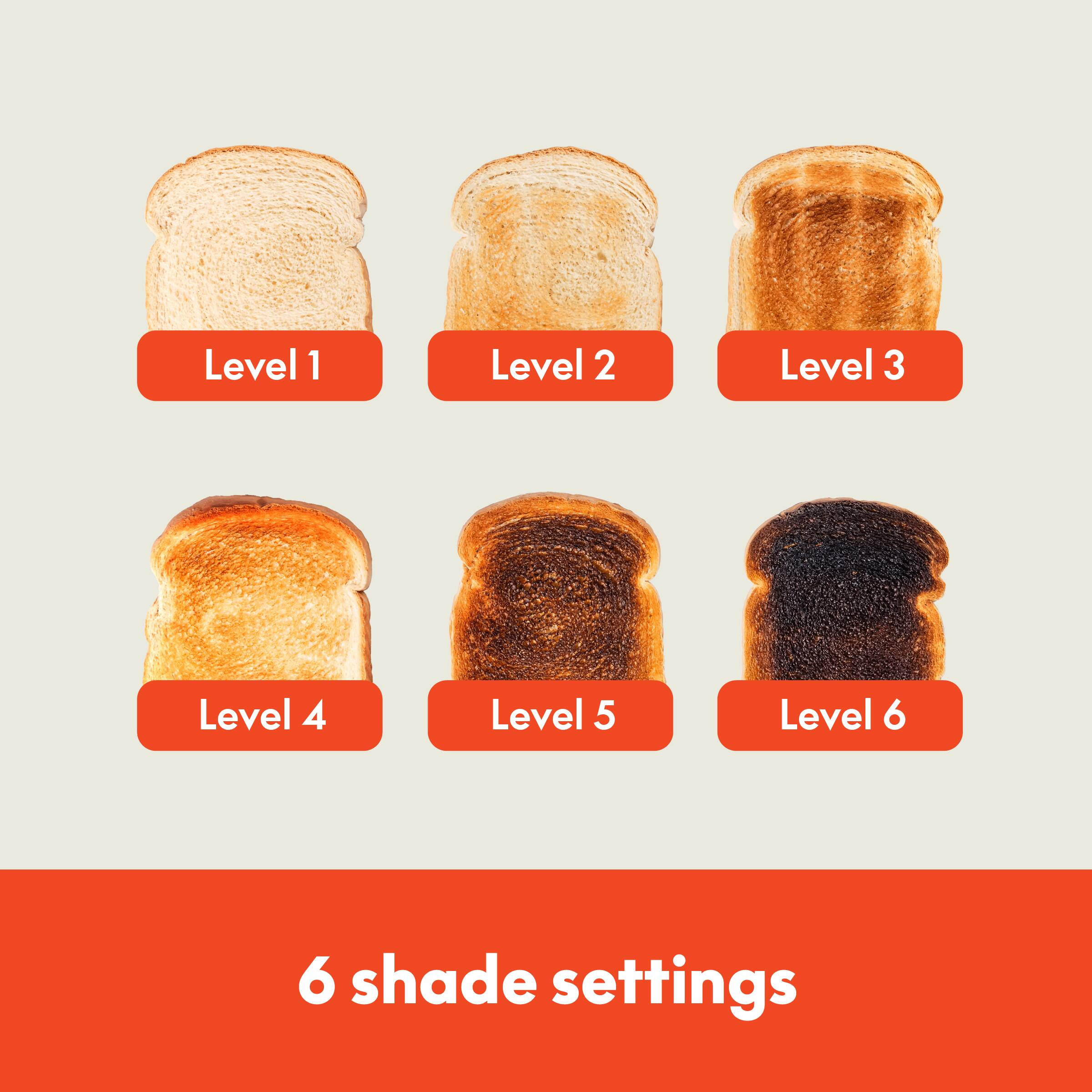 Level 1, Level 2, Level 3, Level 4, Level 5, Level 6, 6 shade settings