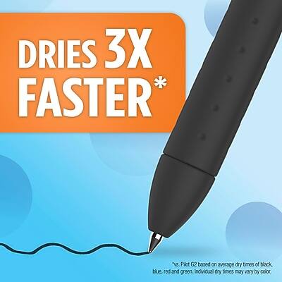 DRIES 3X FASTER*

*vs Pilot G2 based on average dry times of black, blue, red, and green. Individual dry times may vary by color.