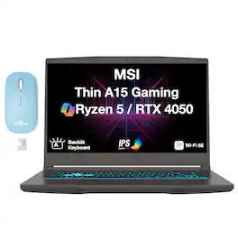 MSI - Upgraded - Thin A15 Laptop 15.6 FHD Display (Ryzen 5 7535HS, 32GB, 2TB SSD, Win 11 Pro) w/Dockztorm Wireless Mouse - Black