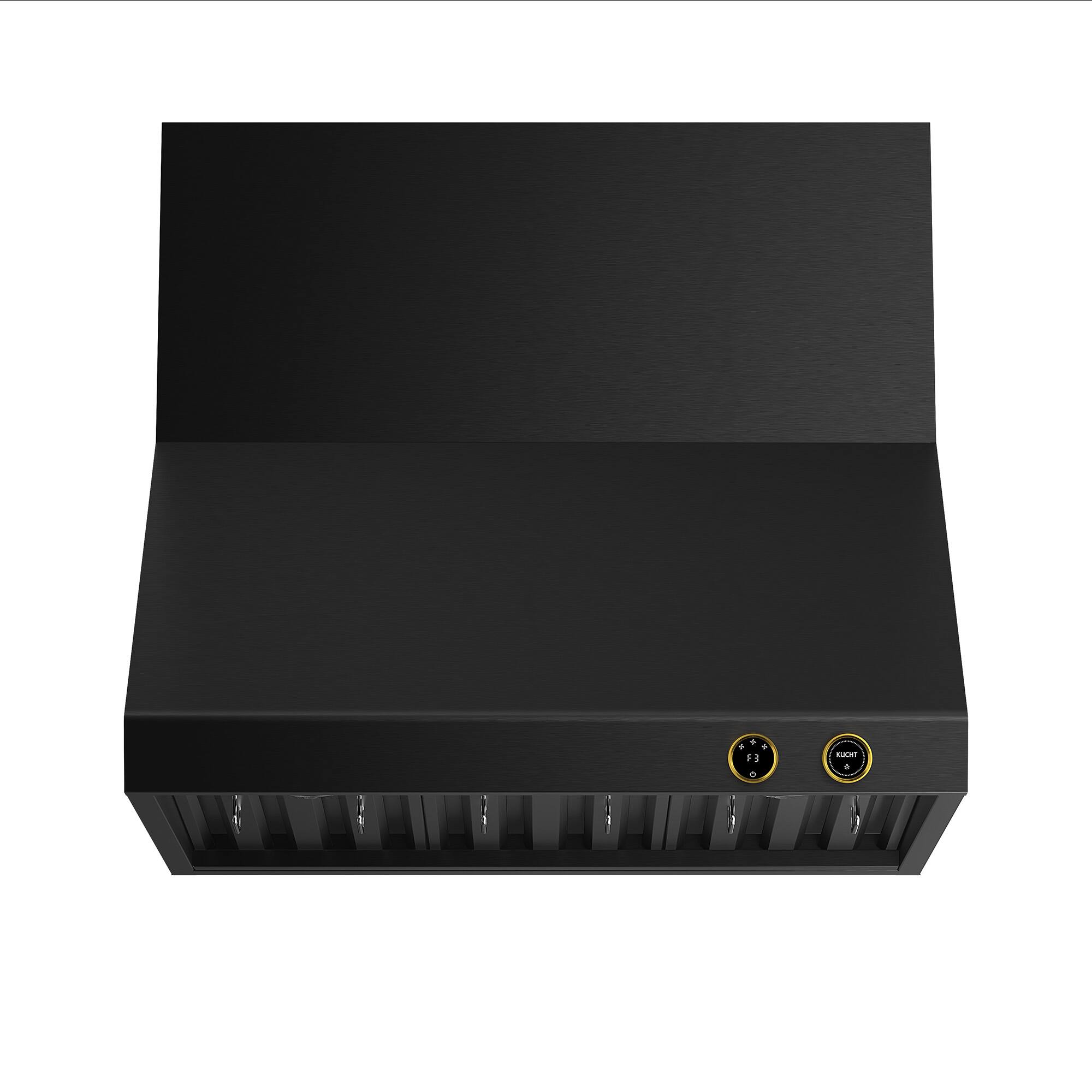 Alt View 10. Kucht - 36 in. 5.2 cu. ft. 6 Burners Dual Fuel Range for Natural Gas in Titanium Stainless Steel + Wall Mount Range Hood - Gemstone with Gold accents.