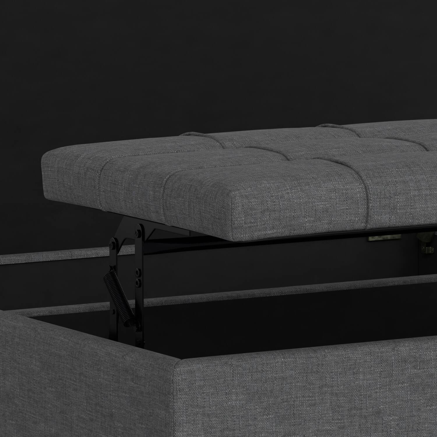 Alt View 14. Simpli Home - Harrison Large Square Coffee Table Storage Ottoman - Slate Grey.