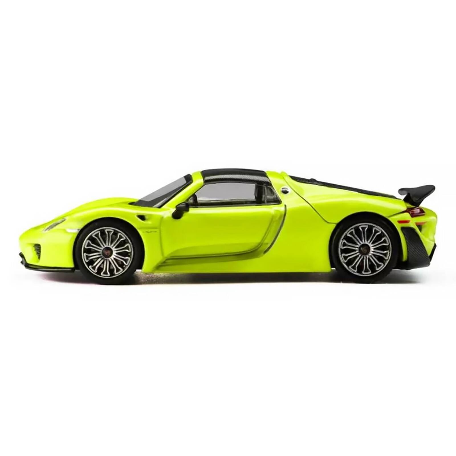 Alt View 2. Trends Hobby - Porsche 918 Spyder Acid Green with Carbon Top 1/64 Diecast Model Car by Trends Hobby.