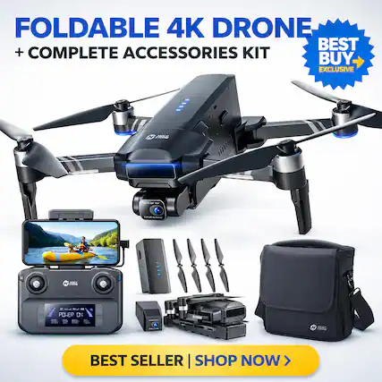 FOLDABLE 4K DRONE + COMPLETE ACCESSORIES KIT
BEST BUY EXCLUSIVE
BEST SELLER | SHOP NOW