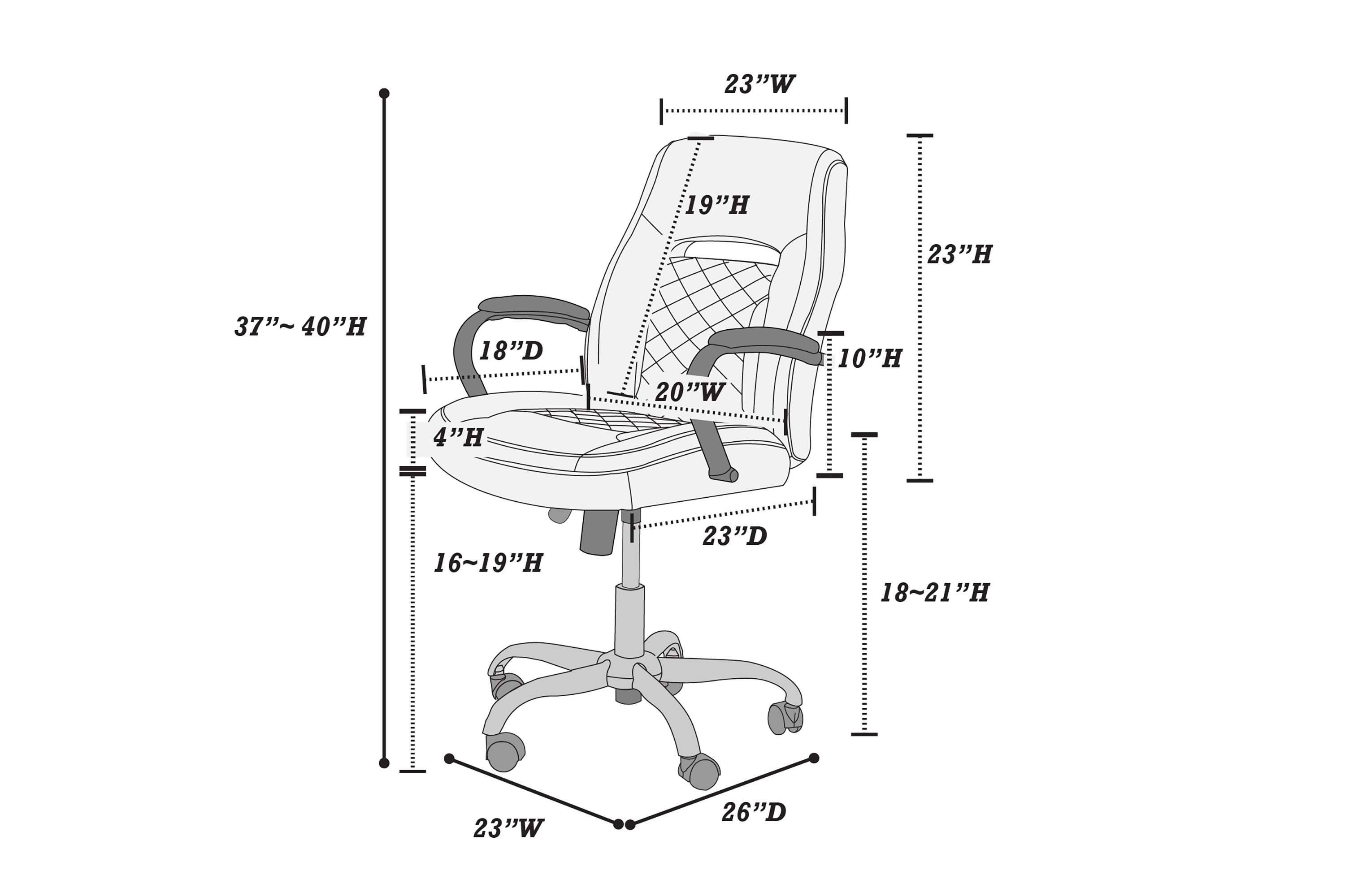 23"W  
19"H  
23"H  
37"~40"H  
18"D  
20"W  
10"H  
4"H  
16~19"H  
23"D  
18~21"H  
23"W  
26"D
