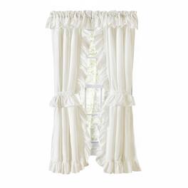 Ellis Curtain - ELLIS Polyester-Cotton Classic Wide Solid Color Perma Press Ruffled Priscilla W/Ties 84" x 45" - Natural