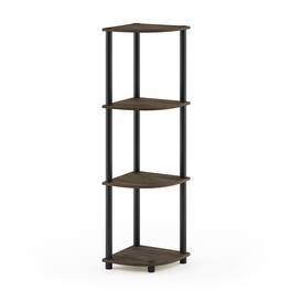 Furinno - Turn-N-Tube 4-Tier Corner Display Rack Multipurpose Shelving Unit, Columbia Walnut/Black - Columbia Walnut/Black