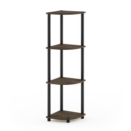 Front. Furinno - Turn-N-Tube 4-Tier Corner Display Rack Multipurpose Shelving Unit, Columbia Walnut/Black - Columbia Walnut/Black.