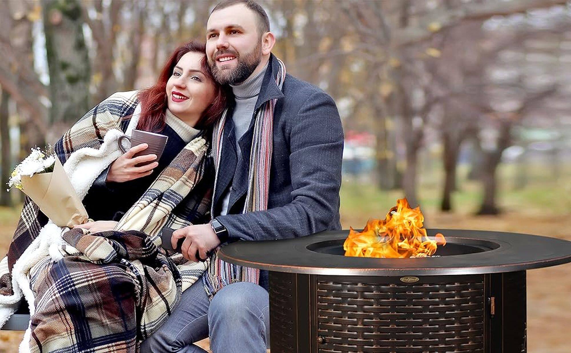 Alt View 25. Fire Sense - Florence Woven Round Aluminum LPG Fire Pit - Antique Bronze.