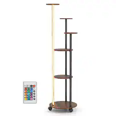 Front. Costway - Costway 6-tier Plant Stand with RGB Light Adjustable Lighting Modes Remote Control - Rustic Brown,Black.