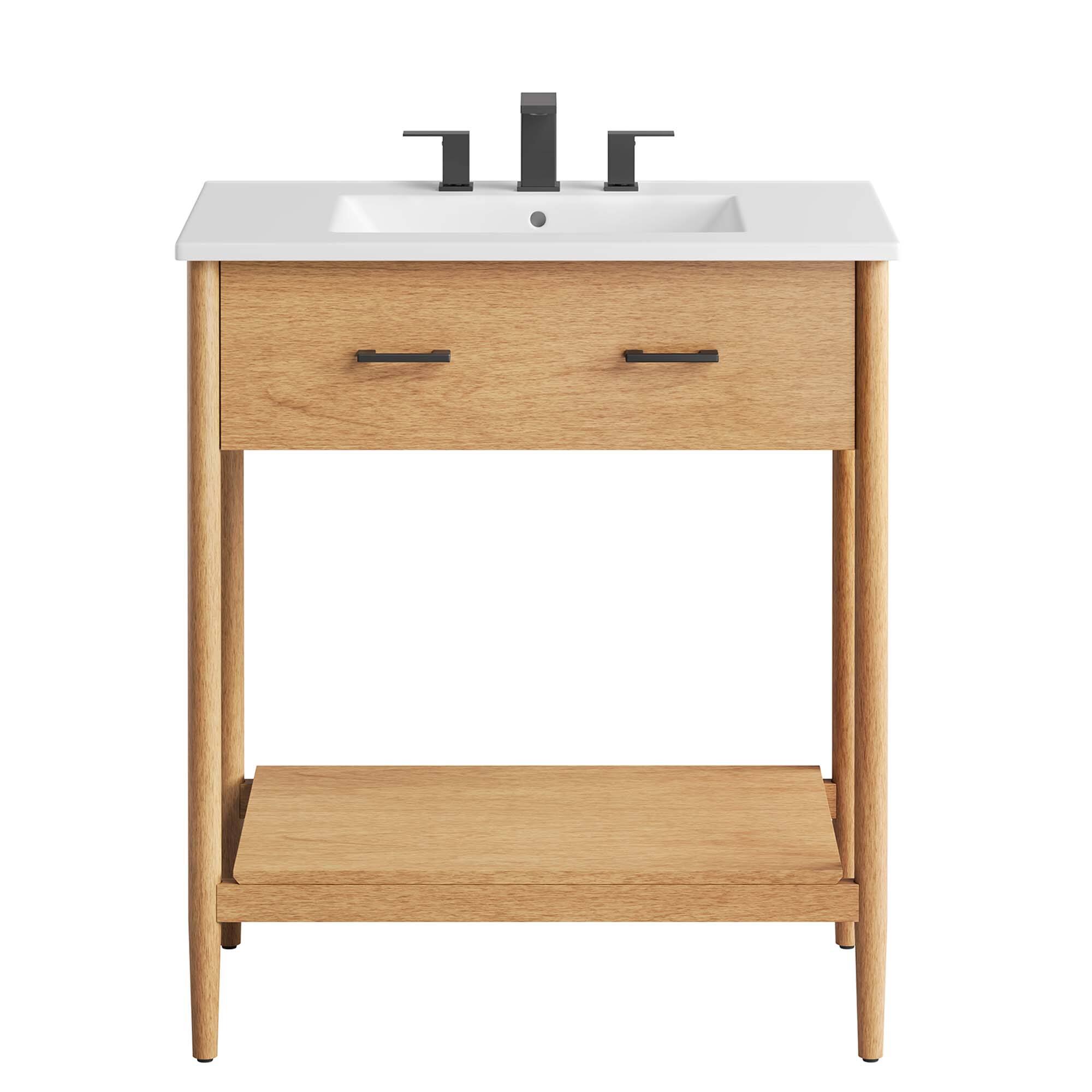 Alt View 4. Modway - Zaire Bathroom Vanity Basin Included by Modway - Natural White.