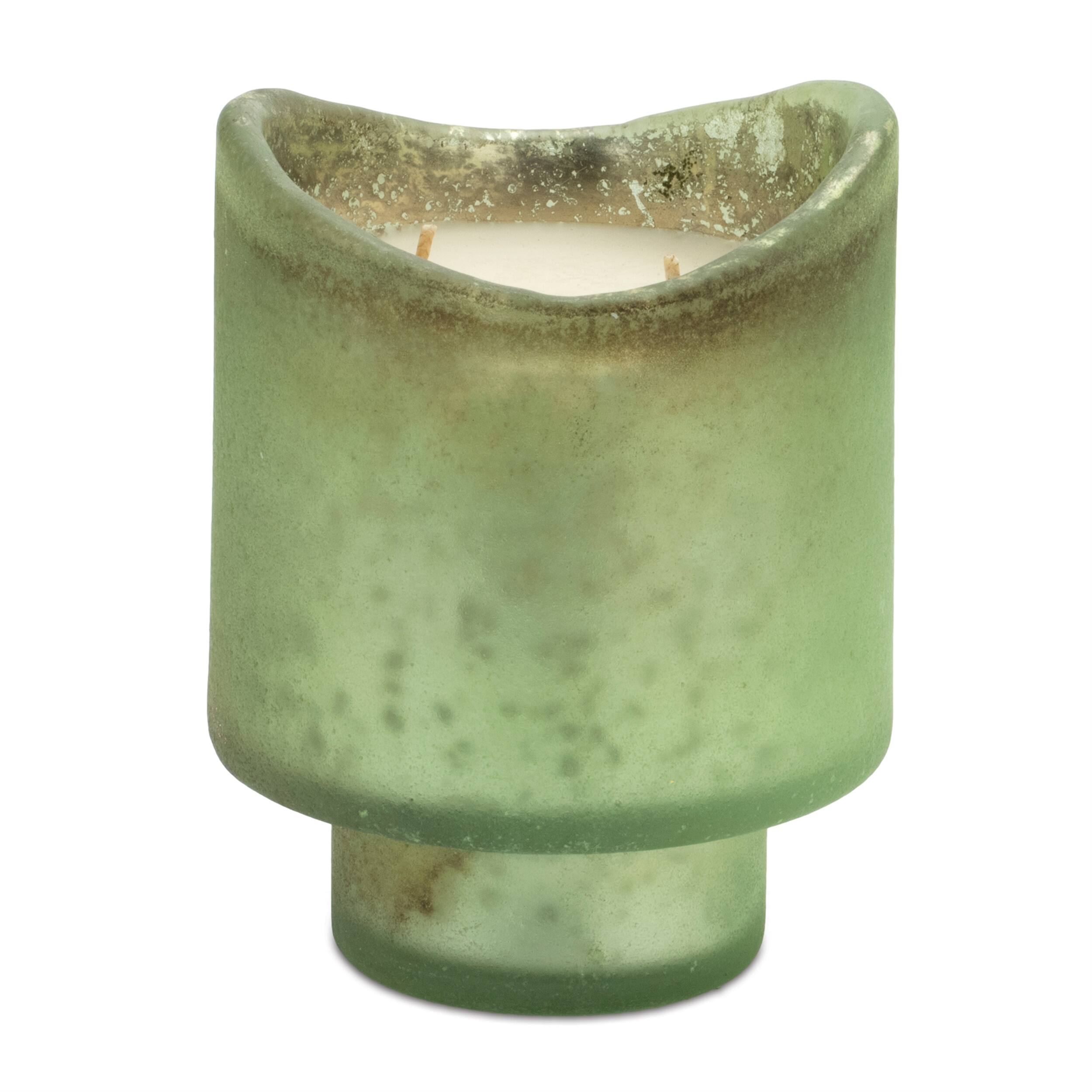 Back. BreeBe - Wassail Scented Soy Candle with Frosted Glass Holder (Set of 2) - Red, Green.