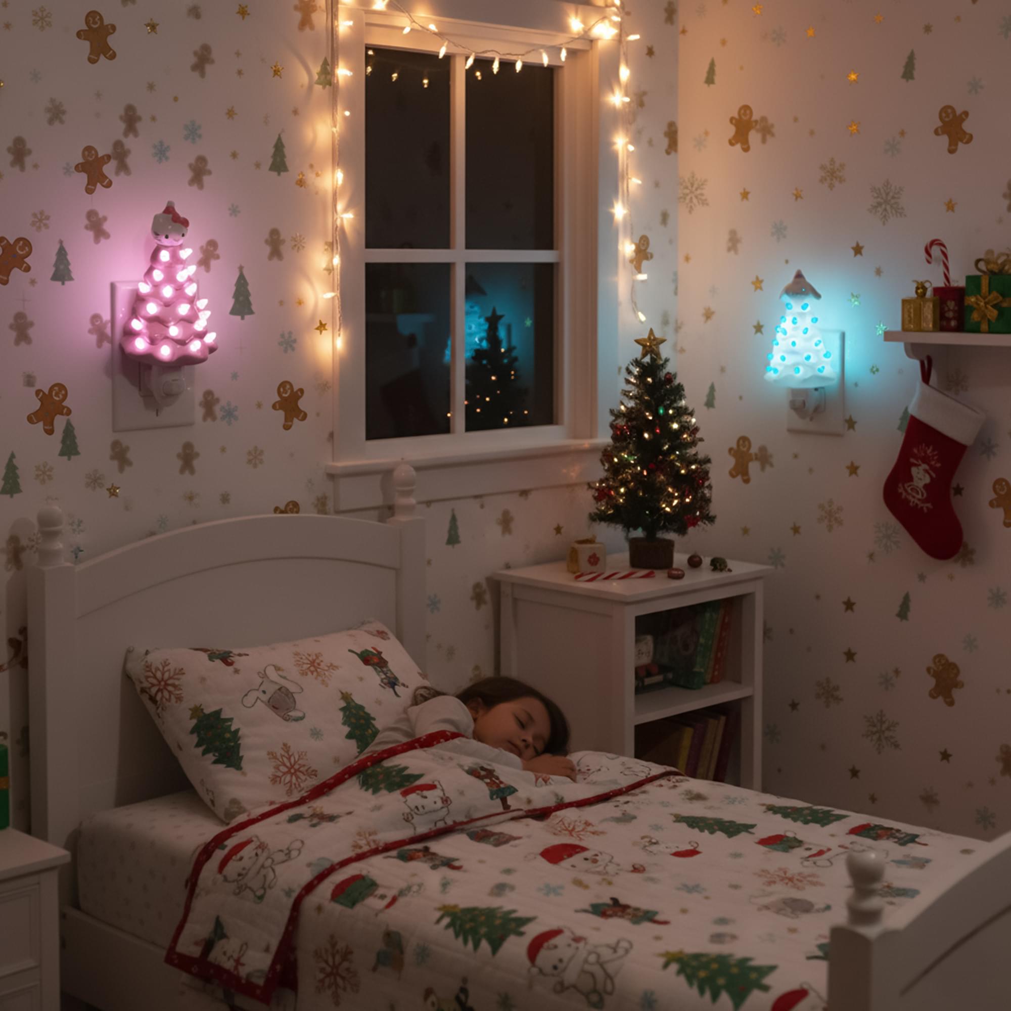 Alt View 5. Ukonic - Sanrio Characters Christmas Tree Plug-In Night Light Set Of 3 - White, Pink, Black.