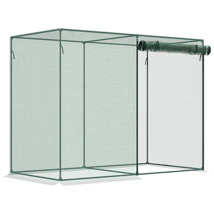 Front. Outsunny - x 3ft Crop Cages for Garden, Plant Protectors from Animals, Two Zippered Doors, Storage Bag - Green.