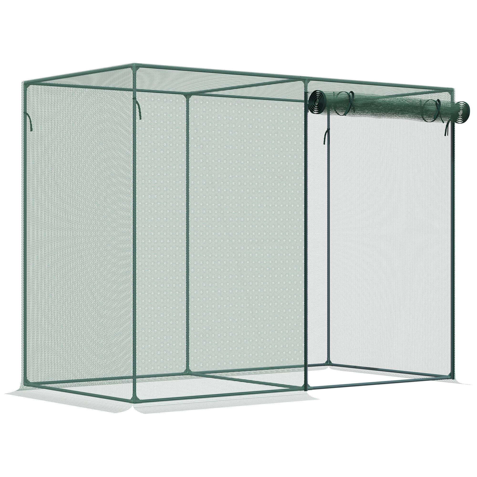 Front. Outsunny - x 3ft Crop Cages for Garden, Plant Protectors from Animals, Two Zippered Doors, Storage Bag - Green.