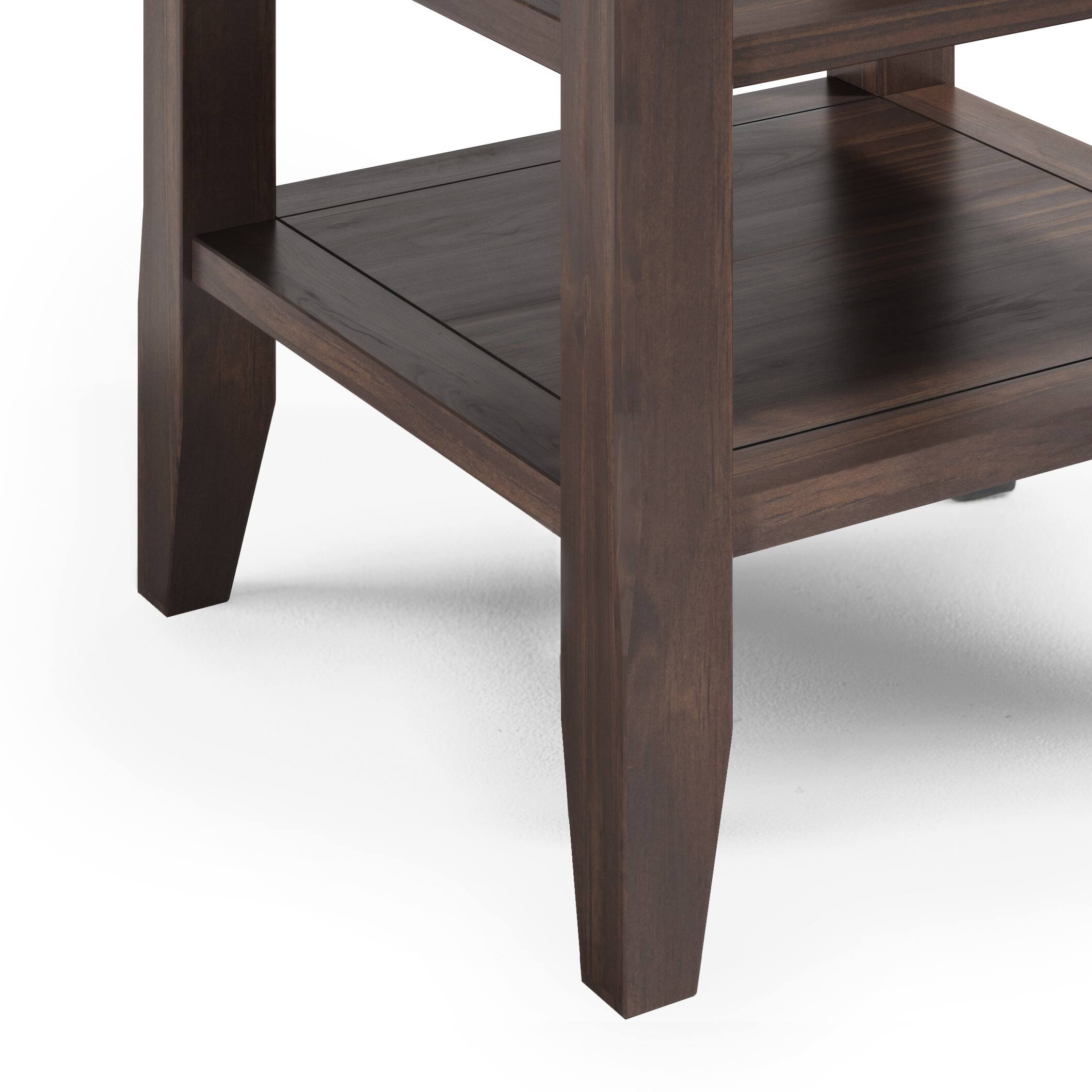 Alt View 11. Simpli Home - Acadian SOLID WOOD 19 inch Wide Square Transitional End Table in Warm Walnut Brown - Warm Walnut Brown.