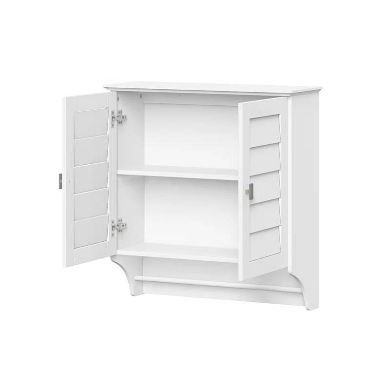 Left. Hivvago - Wall Mounted Bathroom Medicine Cabinet with Louver Doors and Towel Bar in White - White.