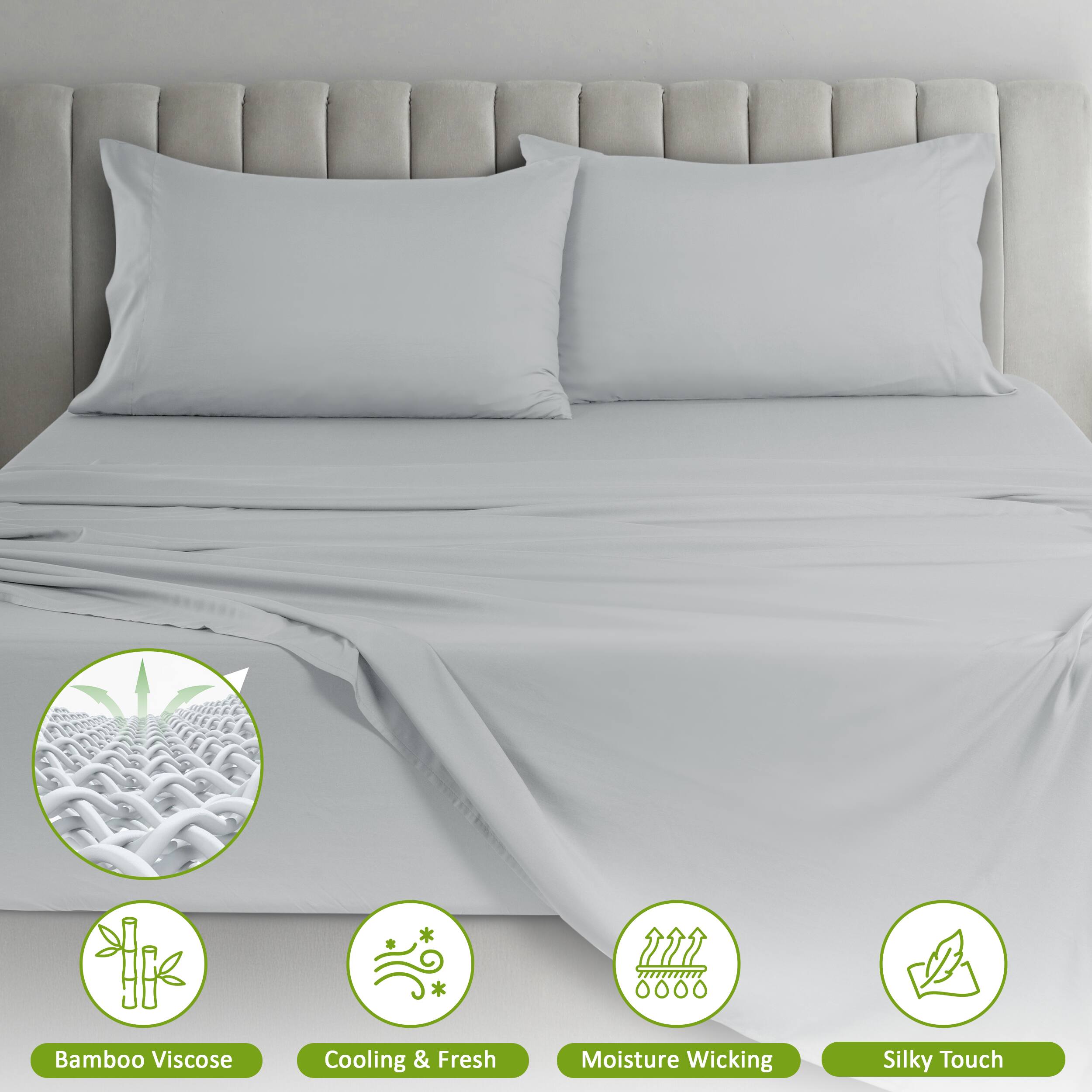 Bamboo Viscose  
Cooling & Fresh  
Moisture Wicking  
Silky Touch