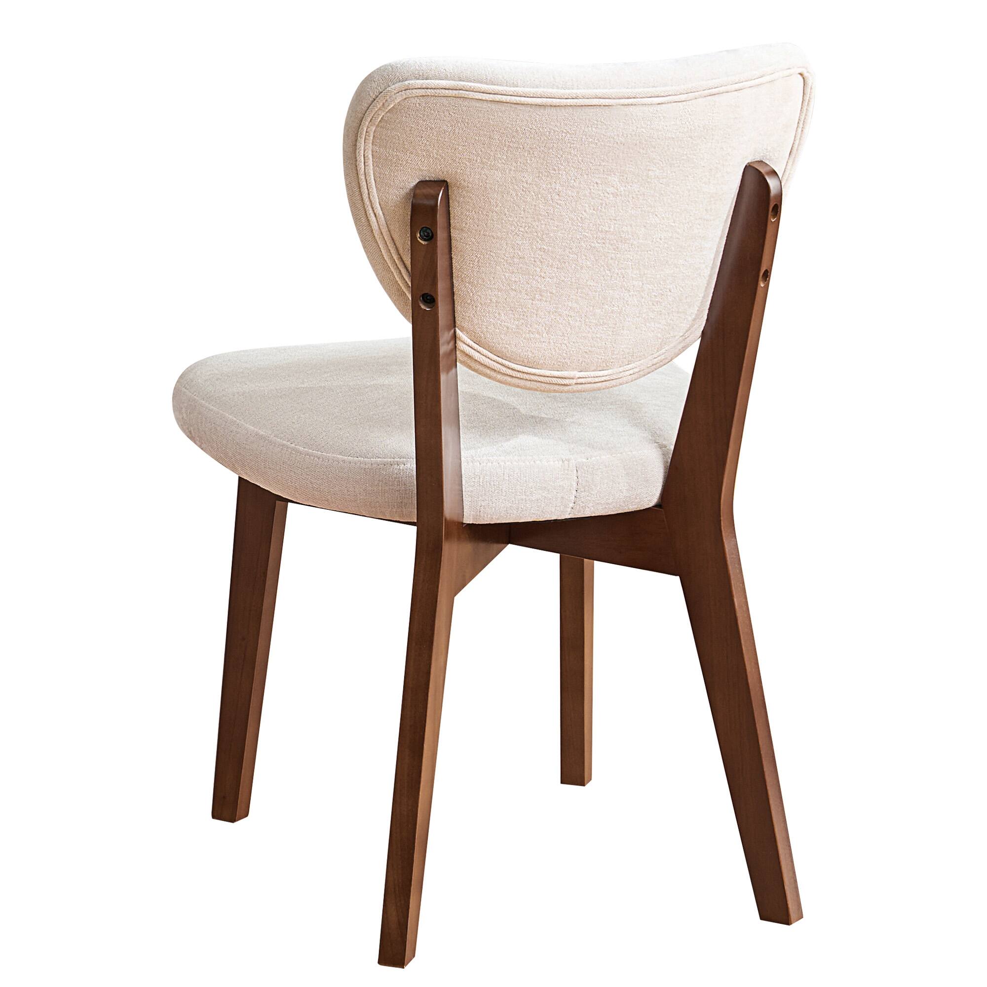 Back. Brick Attic - Wooden Dining Chairs, Modern Fabric Upholstered Kitchen Side Chairs with Foot Pegs Farmhouse Dining Room Chair, Set of 2 - Beige.