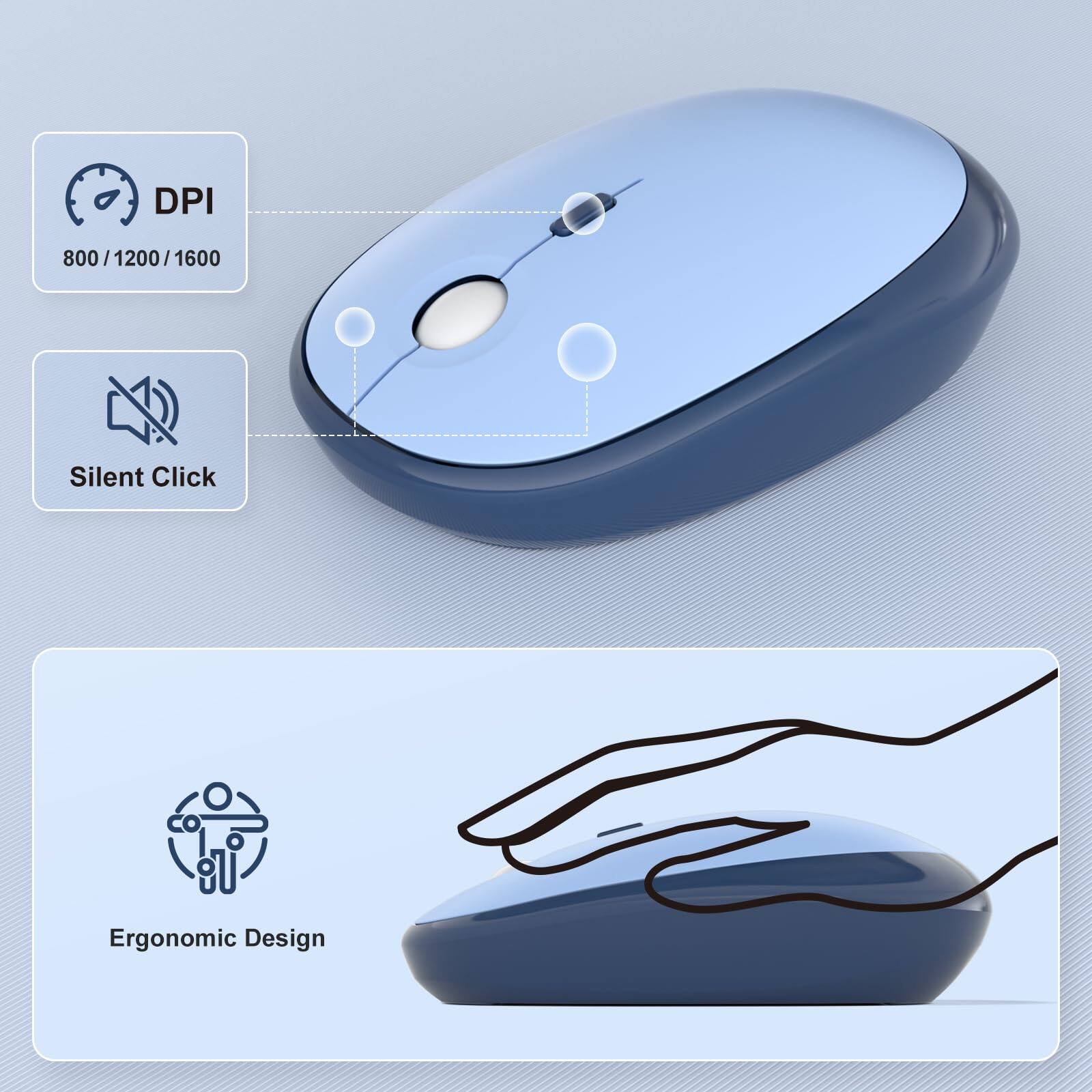DPI: 800/1200/1600  
Silent Click  
Ergonomic Design