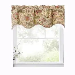 Ellis Curtain - Regency Scallop Shaped 3" Rod Pocket Valances for Windows 50" x1 5" - Antique