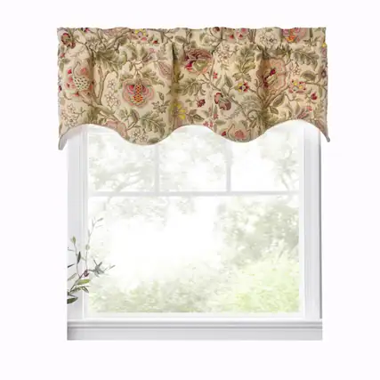 Front. Ellis Curtain - Ellis Curtain Regency Scallop Shaped 3" Rod Pocket Window Valance 50"x15" Antique - Antique.