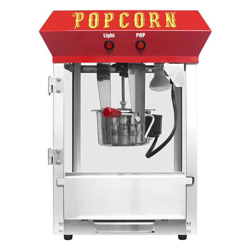 Wikistore - 6 Ounce Popcorn Machine Bar Style Popcorn Machine Popcorn Maker 600W Electric Popper for Home Theater Parties and Event - Red
