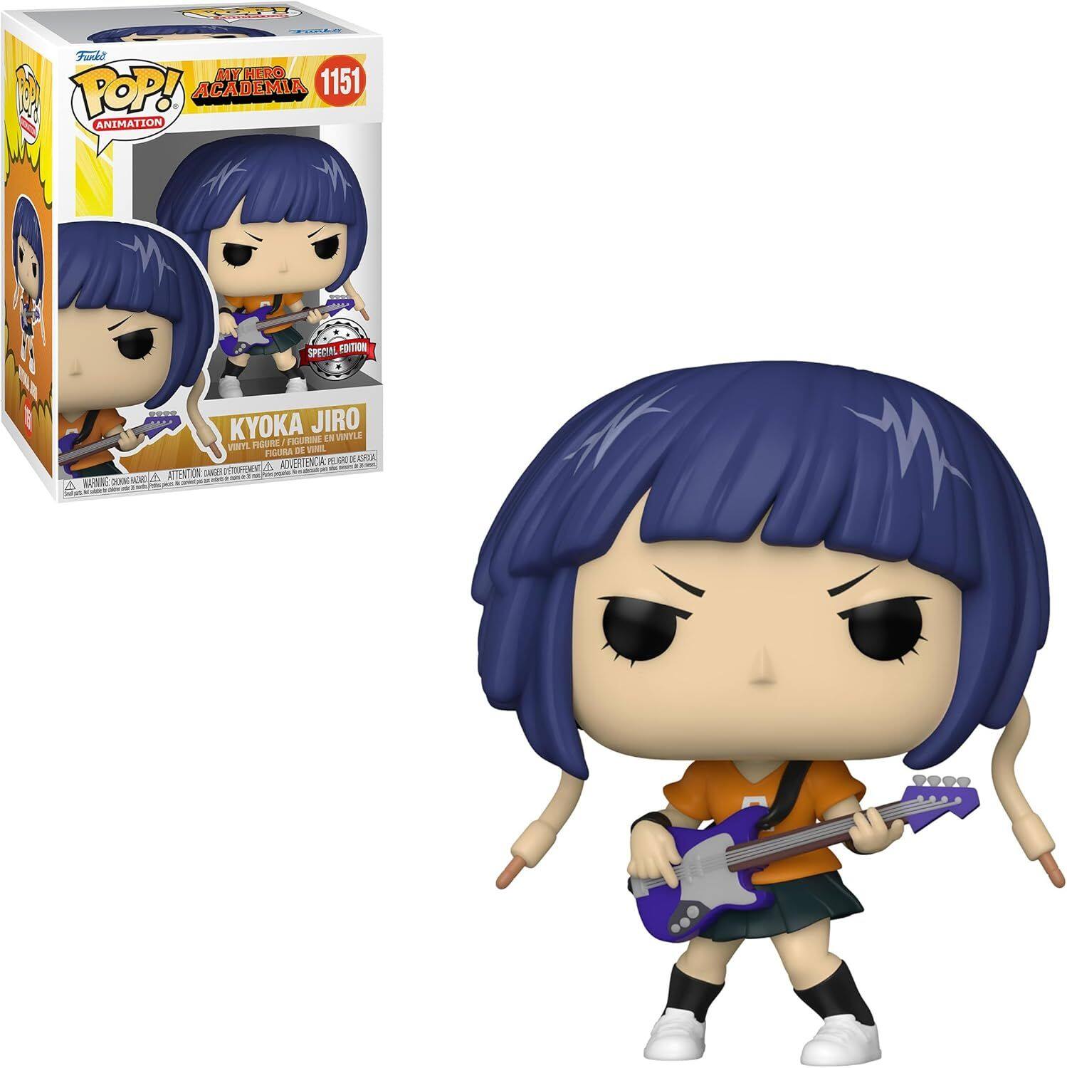 The text on the image is:

"MY HERO ACADEMIA 1151 ANIMATION SPECIAL EDITION KYOKA JIRO FIGURINE VINYL FIGURE A VINIT A WO FIGURE MLIDE ANVE AUTERTENCA ATTENTION SINEY ET - - -E - - A ASUN CHXN"

Corrected and grouped:

"MY HERO ACADEMIA 1151 ANIMATION SPECIAL EDITION KYOKA JIRO FIGURINE VINYL FIGURE A VINIT A WO FIGURE MLIDE ANVE AUTERTENCA ATTENTION SINEY ET - - -E - - A ASUN CHXN"

This appears to be a mix of French and English, with some typos and unclear parts. The corrected version is:

"MY HERO ACADEMIA 1151 ANIMATION SPECIAL EDITION KYOKA JIRO FIGURINE VINYL FIGURE A VINIT A WO FIGURE MLIDE ANVE AUTERTENCA ATTENTION SINEY ET - - -E - - A ASUN CHXN"

It seems to be a description of a Funko Pop! figure from My Hero Academia, specifically Kyoka Jiro.