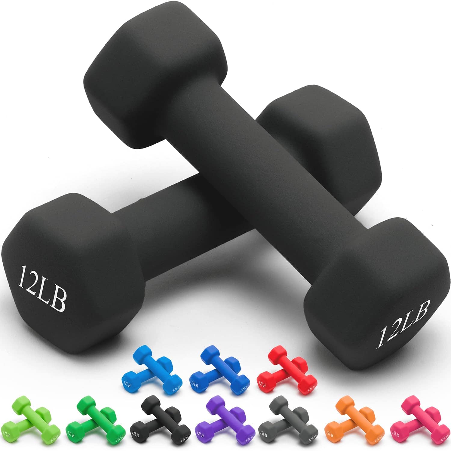 Hanke - Weights Dumbbells 10 Colors Options Compatible With Set Of 2 Neoprene 1 Anti slip Anti roll Hex Shape p More - Multi