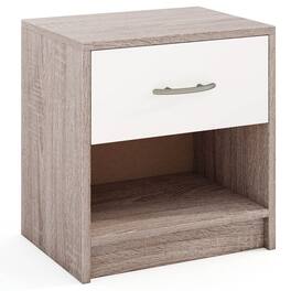 Costway - Modern Nightstand Bedside Table with Drawer Open Storage Shelf for Small Spaces - Light Gray