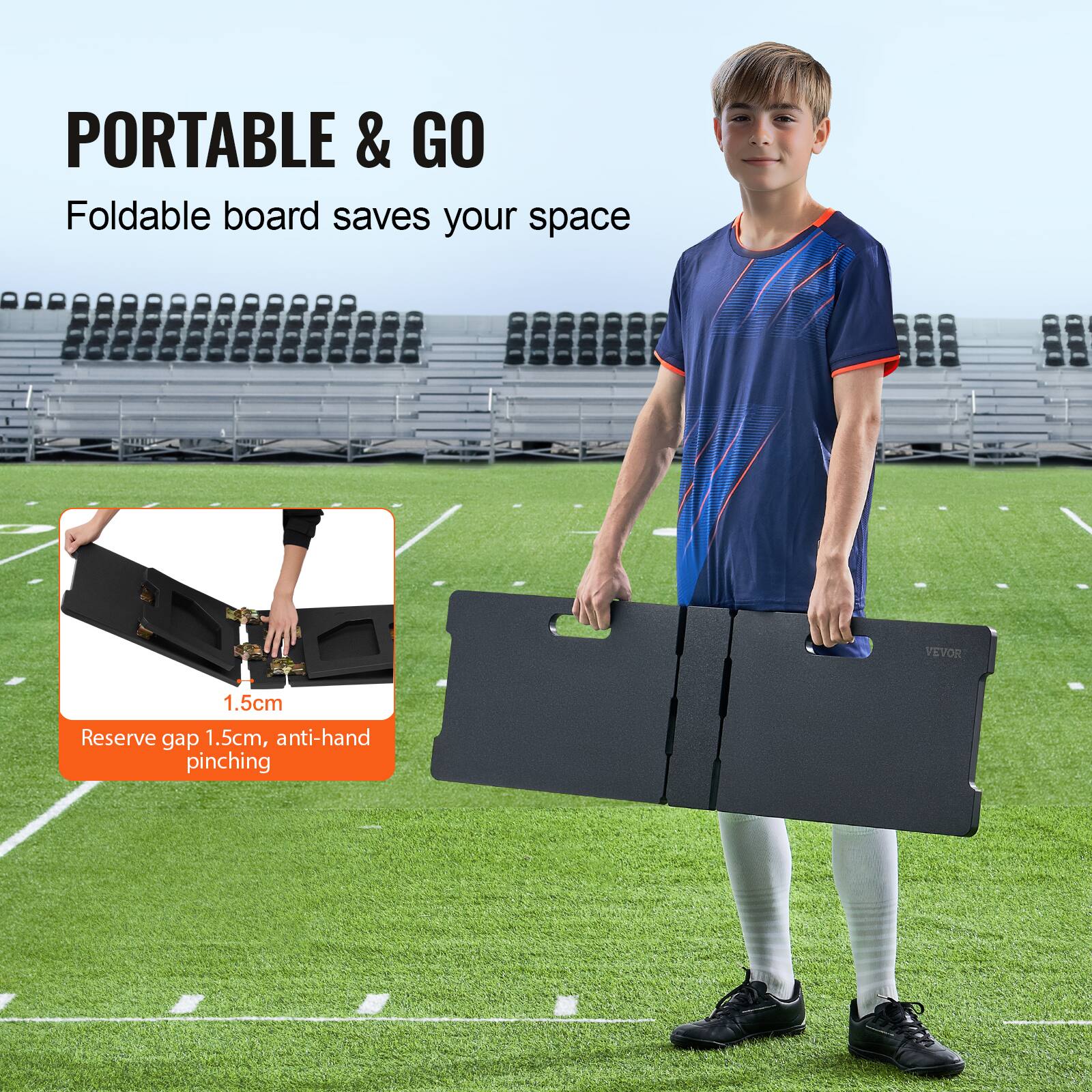 PORTABLE & GO  
Foldable board saves your space  

Reserve gap 1.5cm, anti-hand pinching
