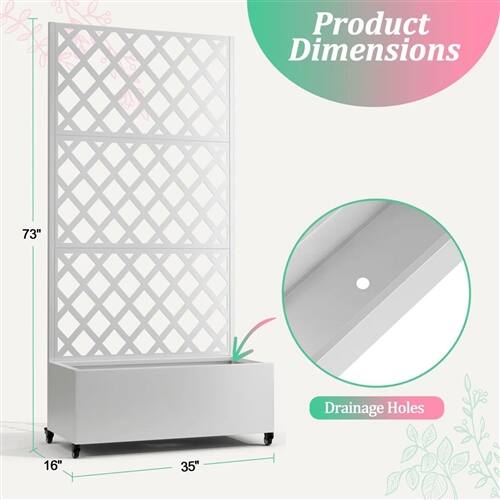 Product Dimensions: 73"  
Drainage Holes: 16" x 35"