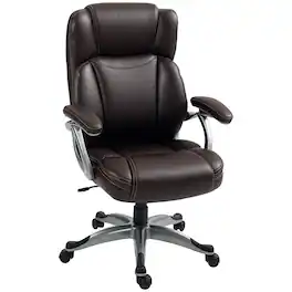 Homcom - Executive Office Chair with Tilt Function, PU Leather High Back Desk Chair, Swivel Computer Chair with Adjustable - Brown